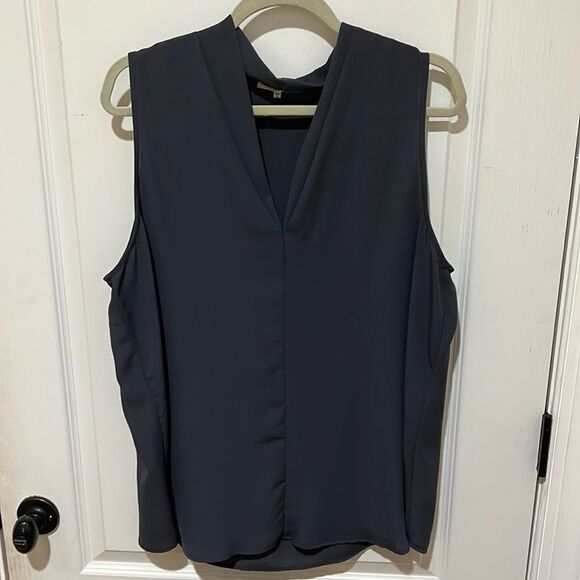 Pleione Tops - Pleione Pleated Blouse Gun Metal cap sleeve top XL